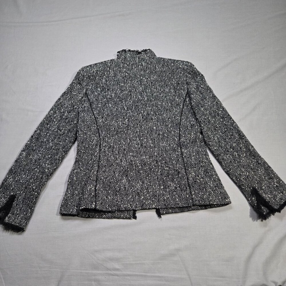 Doncaster Collection Blazer Women's Size 8P Black Tweed Fringe Wool Blend - Picture 3 of 16